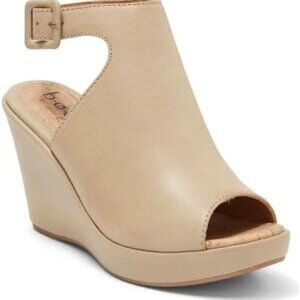 BORN b.o.c Women's Sophie Platform Wedge Mule Cream Size: 9 NIB